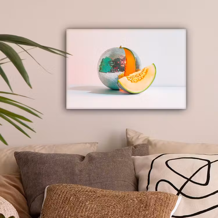 Disco - Discobal - Meloen - Pastel canvas 2cm klein -sfeer1