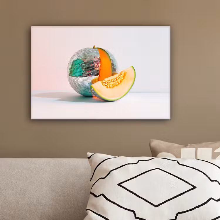 Disco - Discobal - Meloen - Pastel canvas 2cm klein -sfeer3