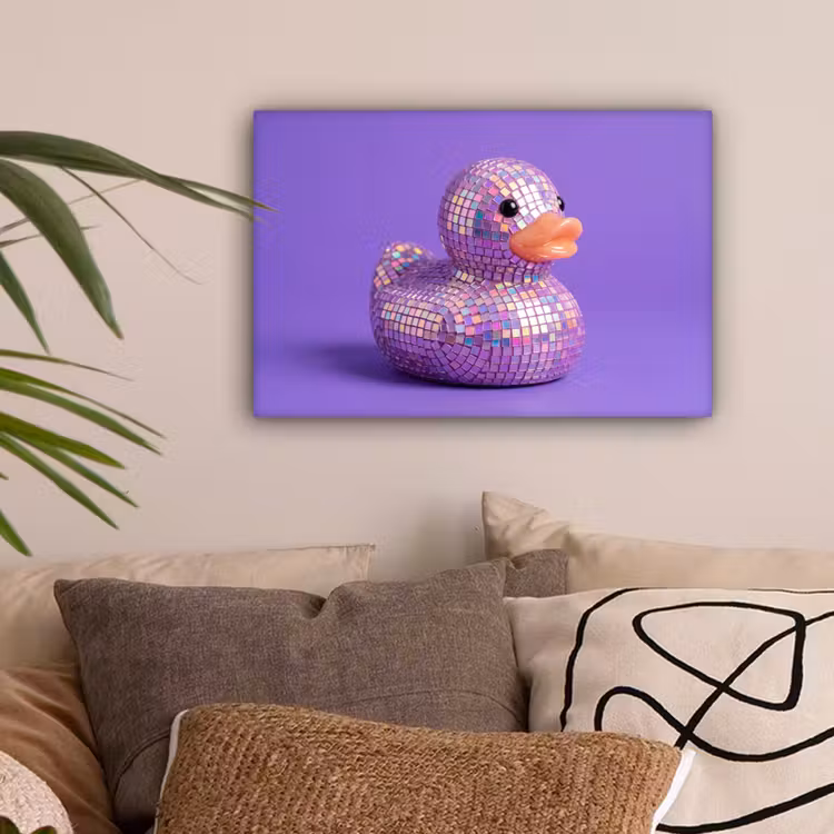 Disco - Eend - Paars canvas 2cm klein -sfeer1