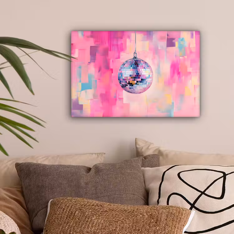 Discobal - Pink - Verf canvas 2cm klein -sfeer1