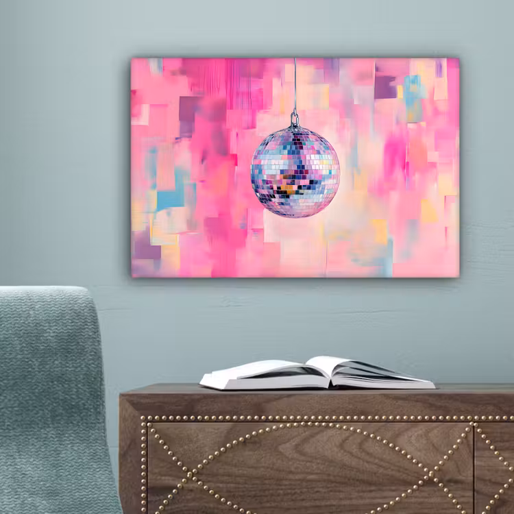 Discobal - Pink - Verf canvas 2cm klein -sfeer4