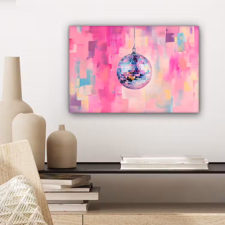 Discobal - Pink - Verf canvas 2cm klein -sfeer6
