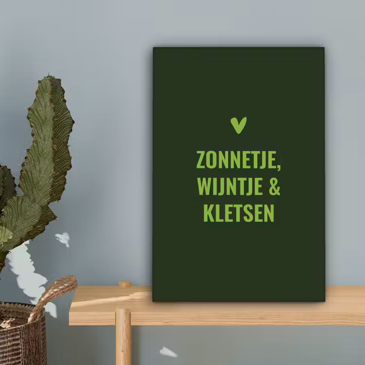 Donkergroen - Quote - Zon - Zomer canvas 2cm klein -sfeer4