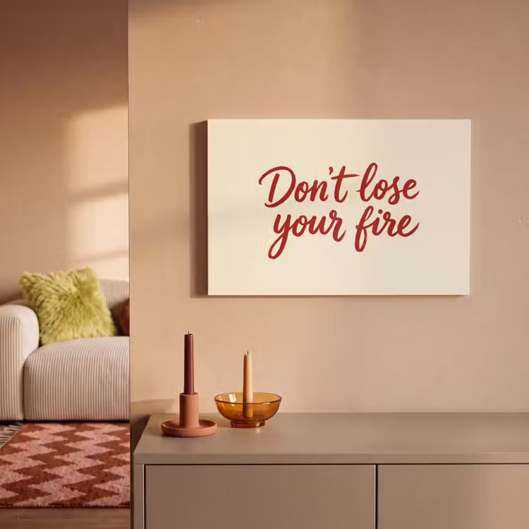 Don't lose your fire - Rood - Wit - Minimalistisch canvas 2cm klein -sfeer1
