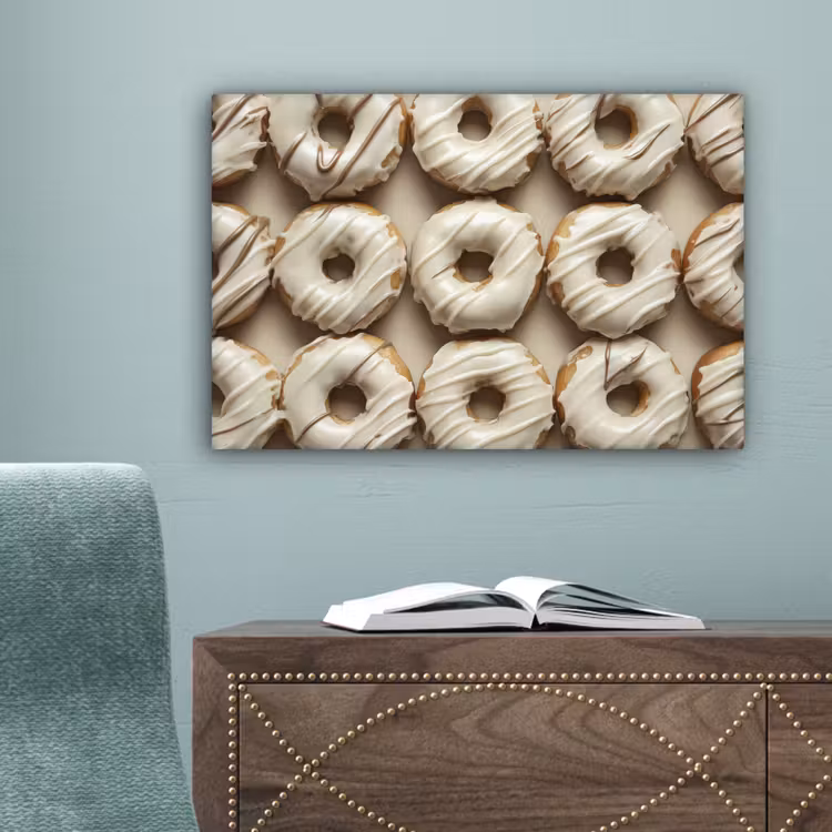 Donuts - Chocolade - Wit - Beige canvas 2cm klein -sfeer4