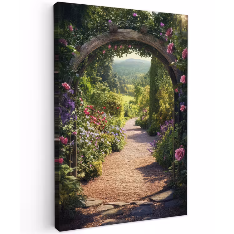 Doorkijk - Bloemen - Natuur - Rozenboog canvas 2cm klein -z3d