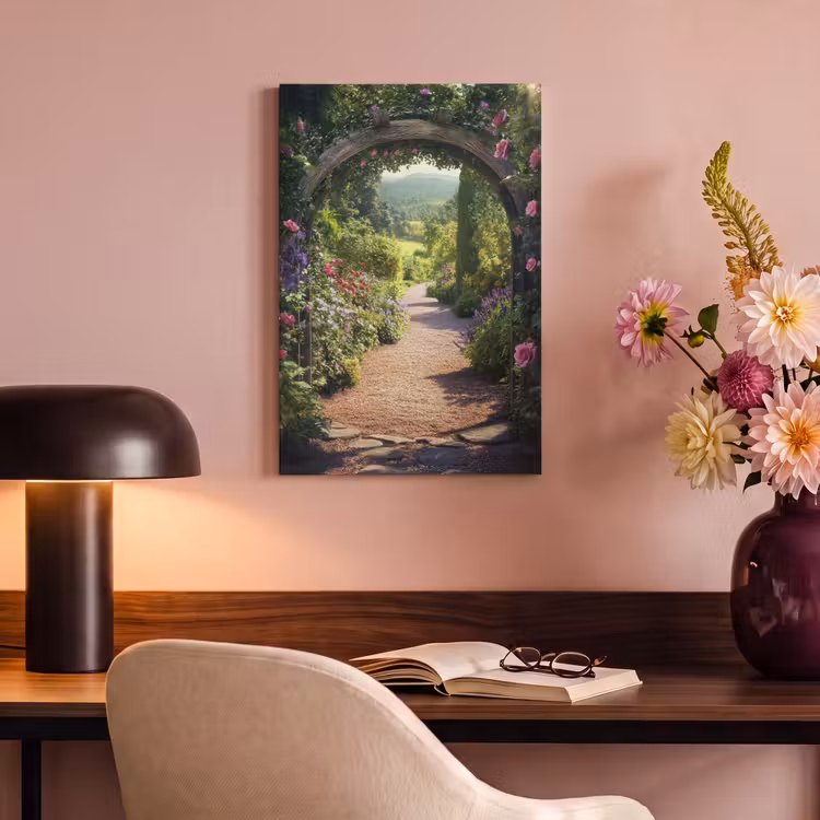 Doorkijk - Bloemen - Natuur - Rozenboog canvas 2cm klein -sfeer4