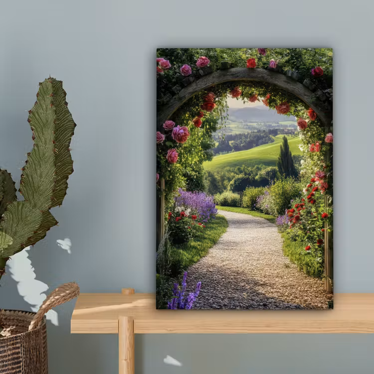 Doorkijk - Tuinboog - Bloemen - Natuur - Pad canvas 2cm klein -sfeer4