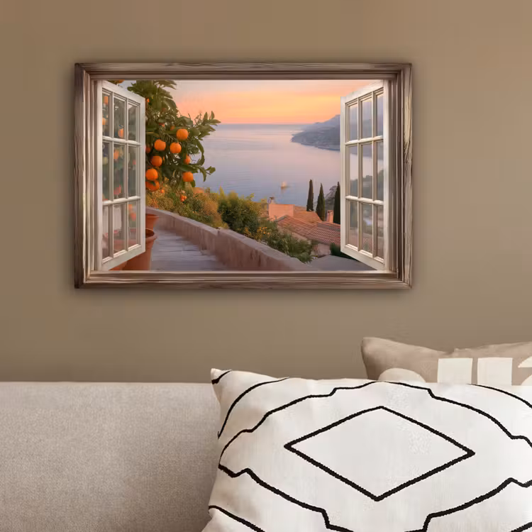 Doorkijk - Uitzicht - Meer - Landschap canvas 2cm klein -sfeer3