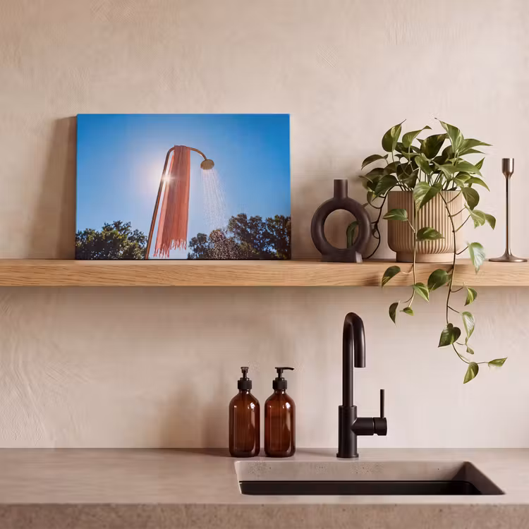 Douche - Water - Zomer - Blauw canvas 2cm klein -sfeer3