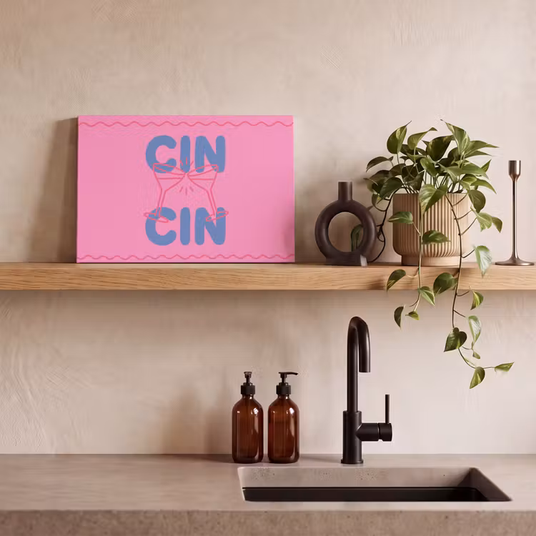 Drank - Glazen - Proost - Modern - Roze canvas 2cm klein -sfeer3
