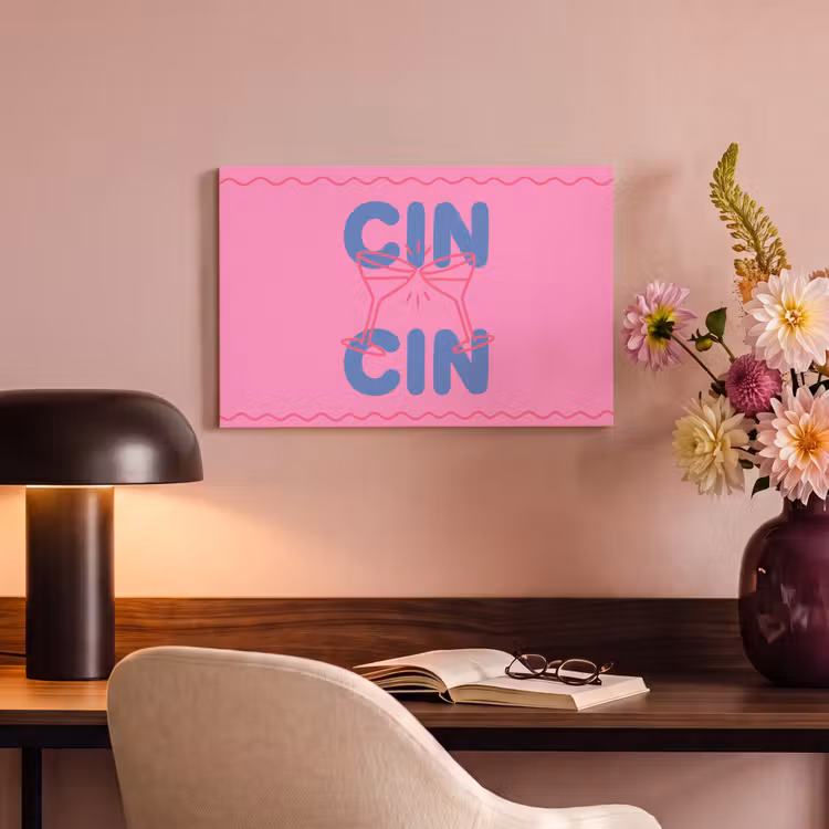 Drank - Glazen - Proost - Modern - Roze canvas 2cm klein -sfeer4