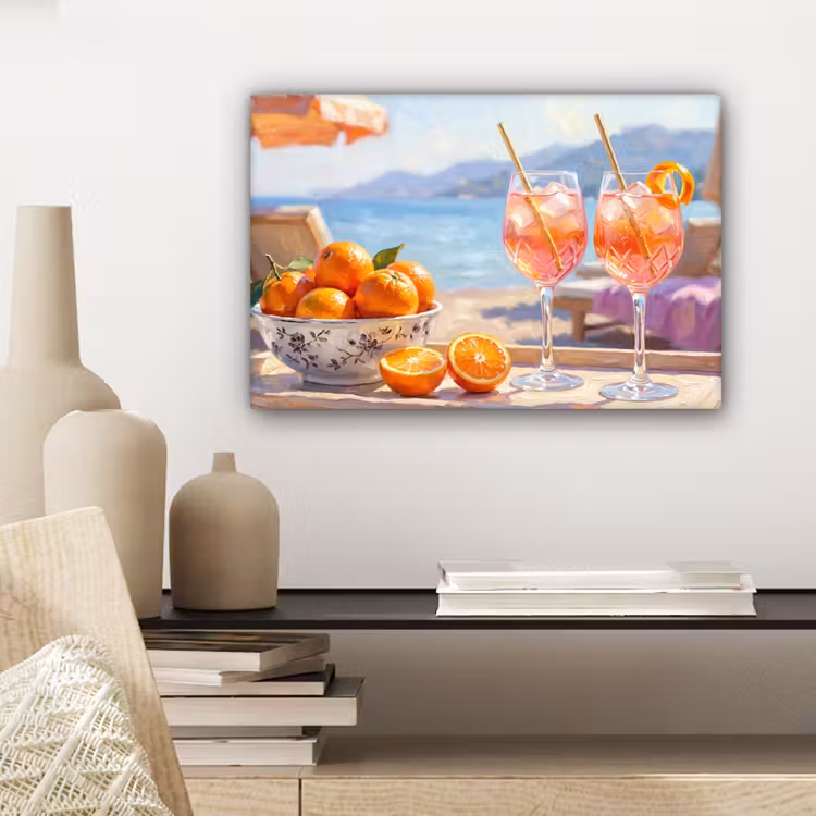 Drank - Glazen - Strand - Zomer - Oranje canvas 2cm klein -sfeer6