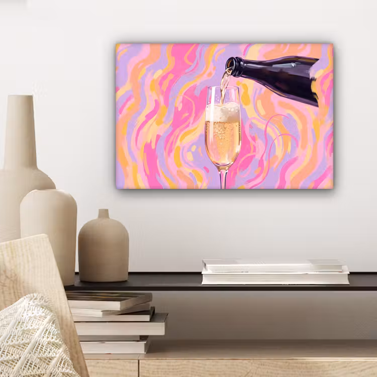 Drank - Inschenken - Feest - Abstract - Roze canvas 2cm klein -sfeer6