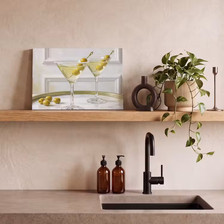 Drank - Martini - Olijven - Modern - Wit canvas 2cm klein -sfeer3