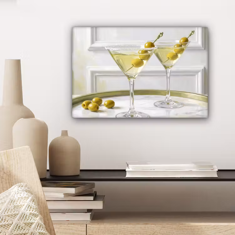 Drank - Martini - Olijven - Modern - Wit canvas 2cm klein -sfeer6
