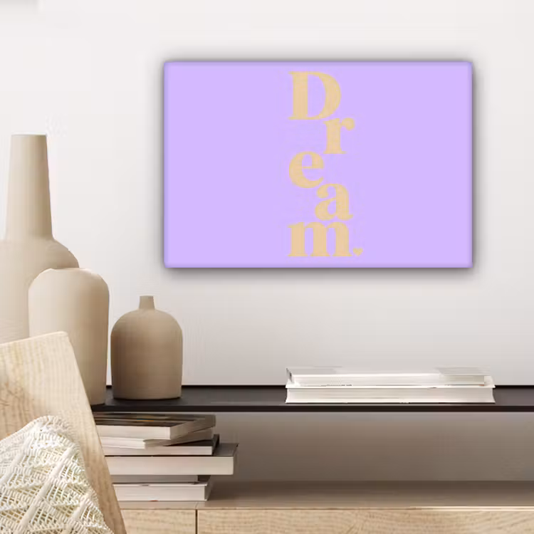 Dream - Paars - Typografisch canvas 2cm klein -sfeer6