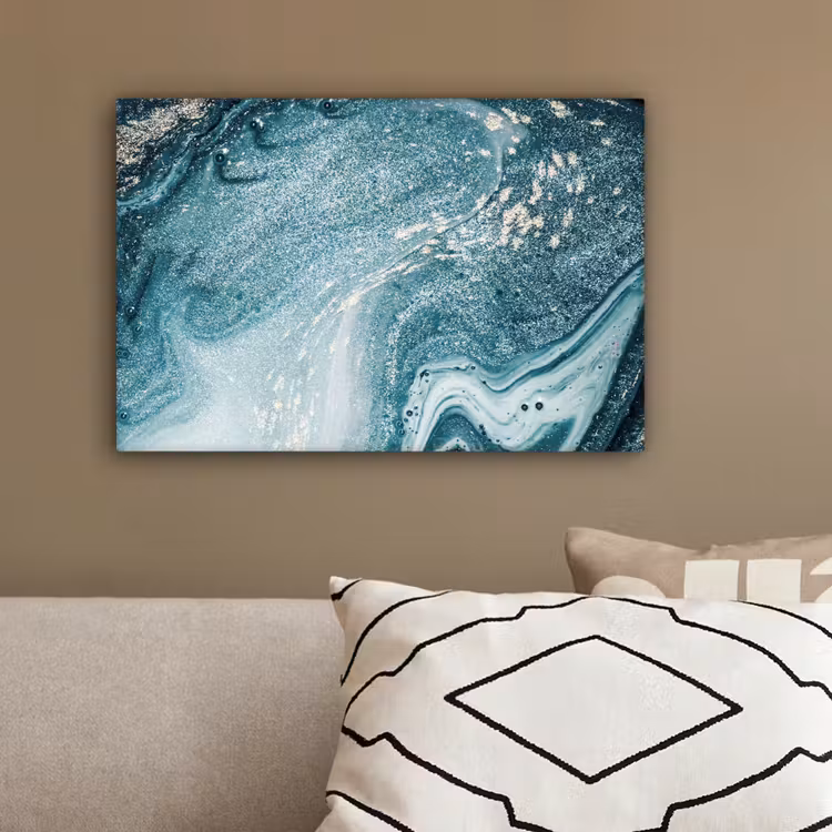 Marmer look - Blauw - Luxe canvas 2cm klein -sfeer3