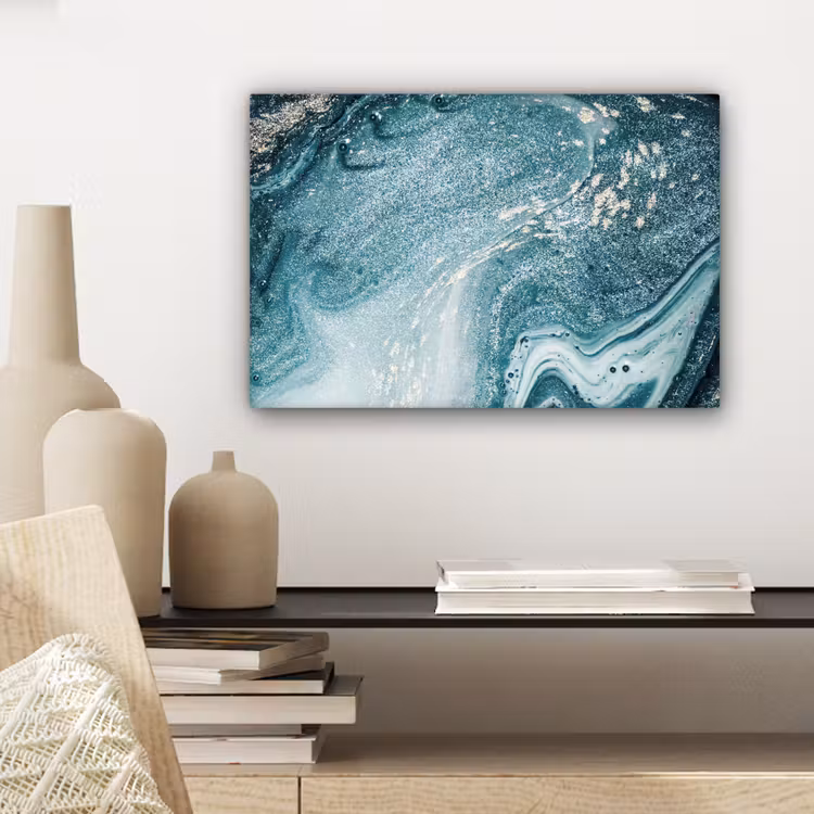 Marmer look - Blauw - Luxe canvas 2cm klein -sfeer6