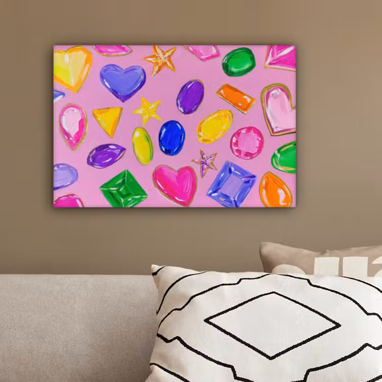Edelstenen - Vormen - Hartje - Kleurrijk canvas 2cm klein -sfeer3