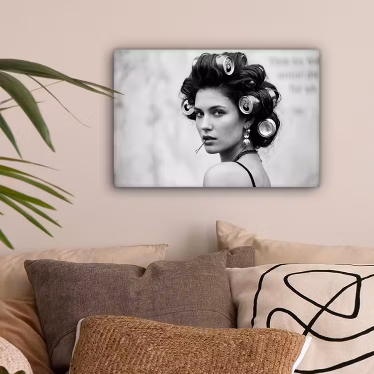 Edgy - Vrouw - Zwart - Wit canvas 2cm klein -sfeer1