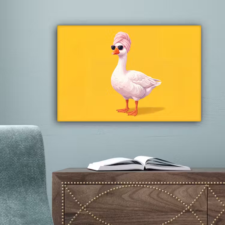 Eend - Zonnebril - Geel canvas 2cm klein -sfeer4