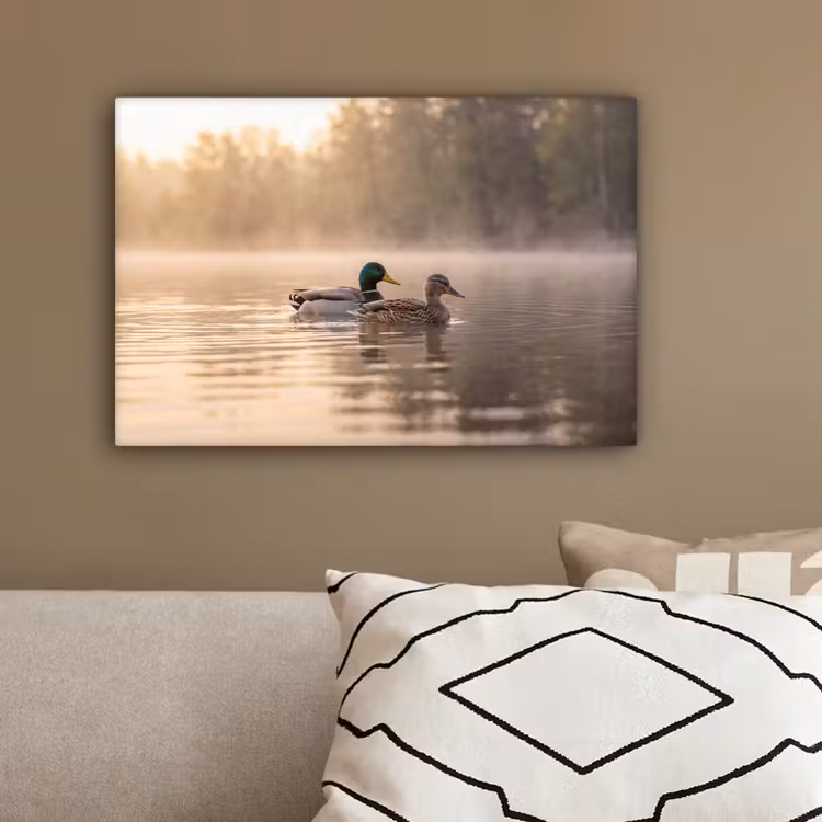 Eenden - Water - Mist - Natuur canvas 2cm klein -sfeer3