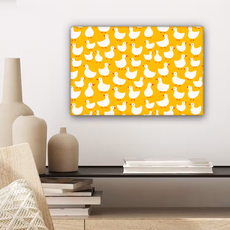 Eendjes - Patroon - Geel canvas 2cm klein 34 -sfeer6