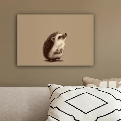 Egel - Snuitje - Bruin - Stekels canvas 2cm klein -sfeer3