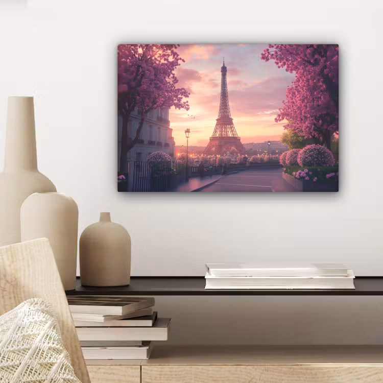 Eiffeltoren - Parijs - Roze canvas 2cm klein -sfeer6