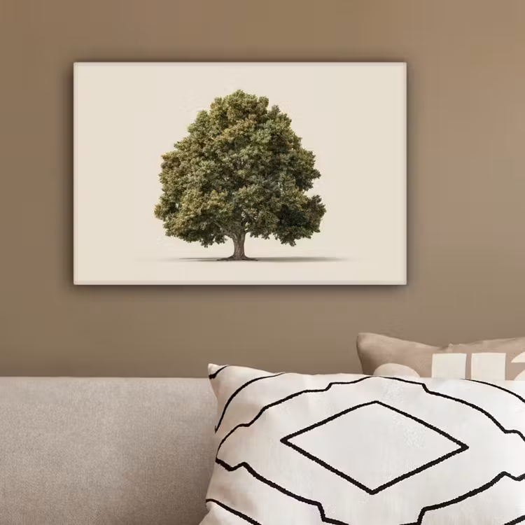 Eikenboom - Groen - Lichte achtergrond canvas 2cm klein -sfeer3