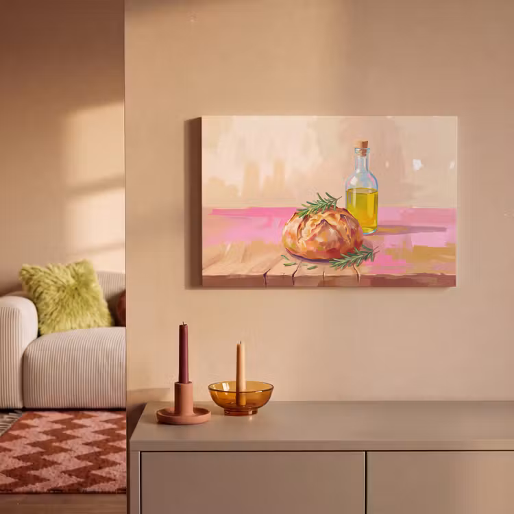 Eten - Brood - Olijfolie - Abstract - Keuken canvas 2cm klein -sfeer1