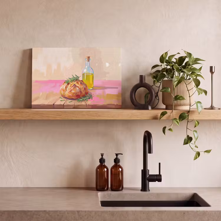Eten - Brood - Olijfolie - Abstract - Keuken canvas 2cm klein -sfeer3