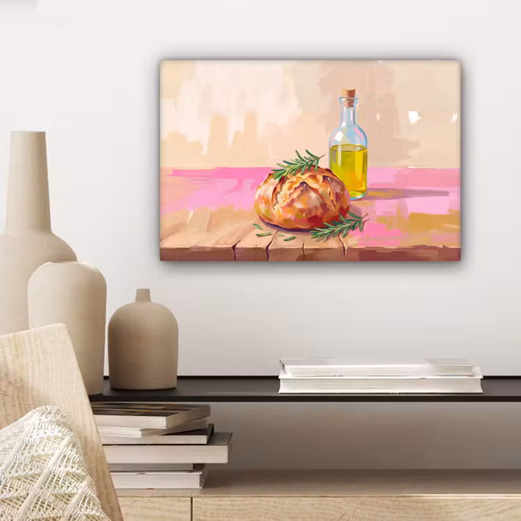 Eten - Brood - Olijfolie - Abstract - Keuken canvas 2cm klein -sfeer6