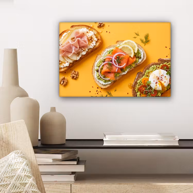 Eten - Brood - Ontbijt - Modern - Kleurrijk canvas 2cm klein -sfeer6