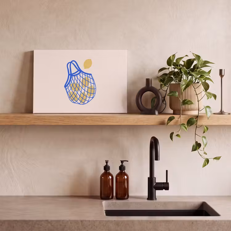 Eten - Citroen - Boodschappen - Abstract - Geel - Blauw canvas 2cm klein -sfeer3