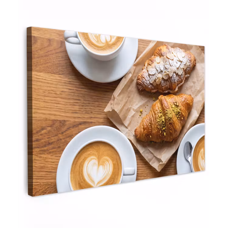 Eten - Croissant - Koffie - Ontbijt - Modern canvas 2cm klein -z3d
