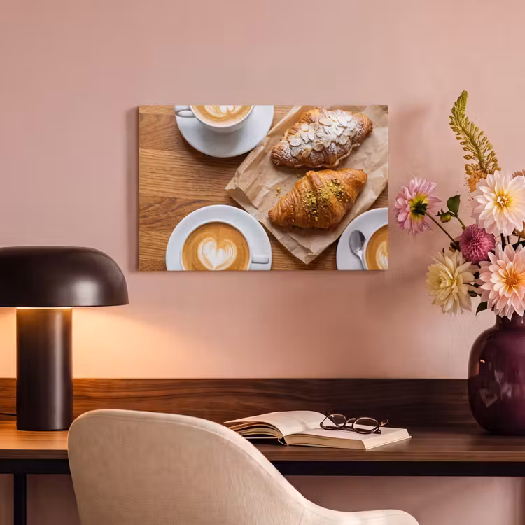 Eten - Croissant - Koffie - Ontbijt - Modern canvas 2cm klein -sfeer4