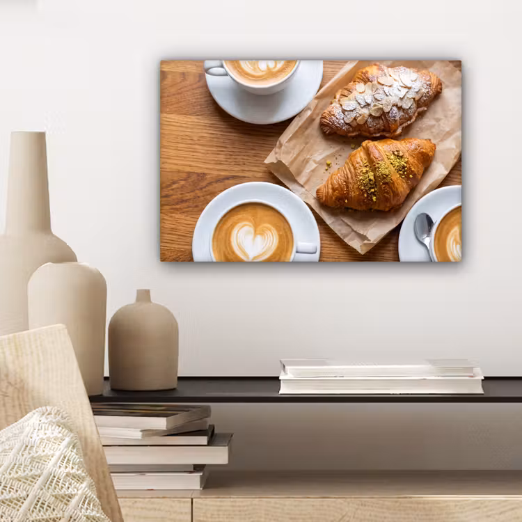 Eten - Croissant - Koffie - Ontbijt - Modern canvas 2cm klein -sfeer6