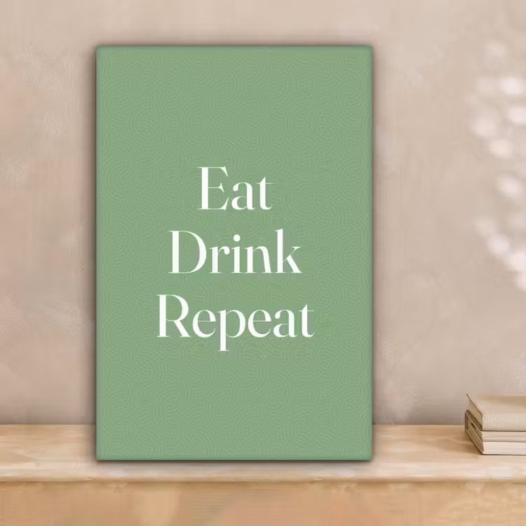 Eten - Drinken - Tekst - Mintgroen canvas 2cm klein -sfeer1