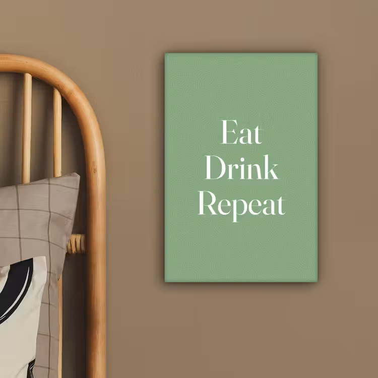 Eten - Drinken - Tekst - Mintgroen canvas 2cm klein -sfeer3