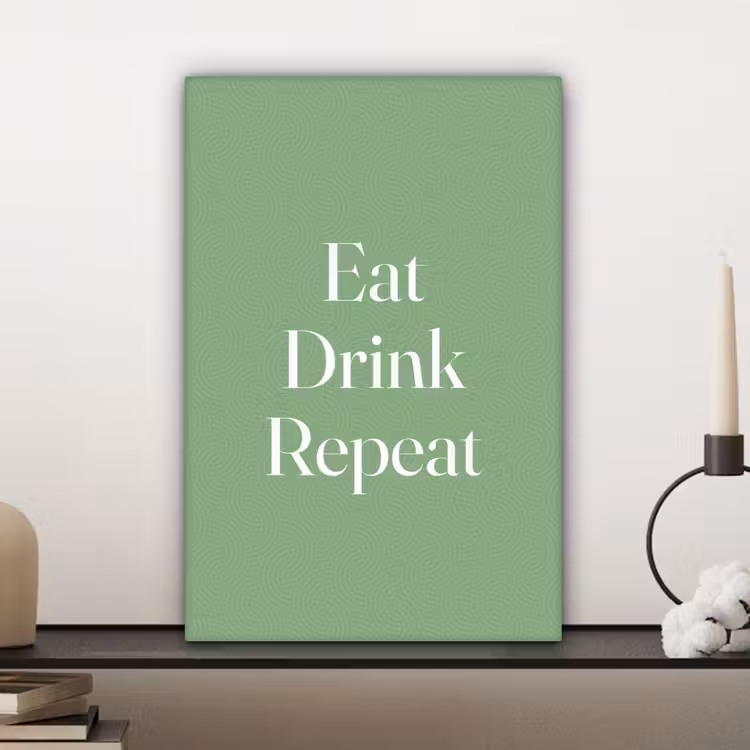 Eten - Drinken - Tekst - Mintgroen canvas 2cm klein -sfeer6