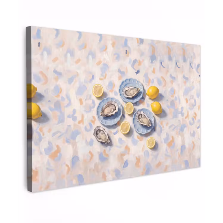 Eten - Oesters - Citroenen - Modern - Geel canvas 2cm klein -z3d