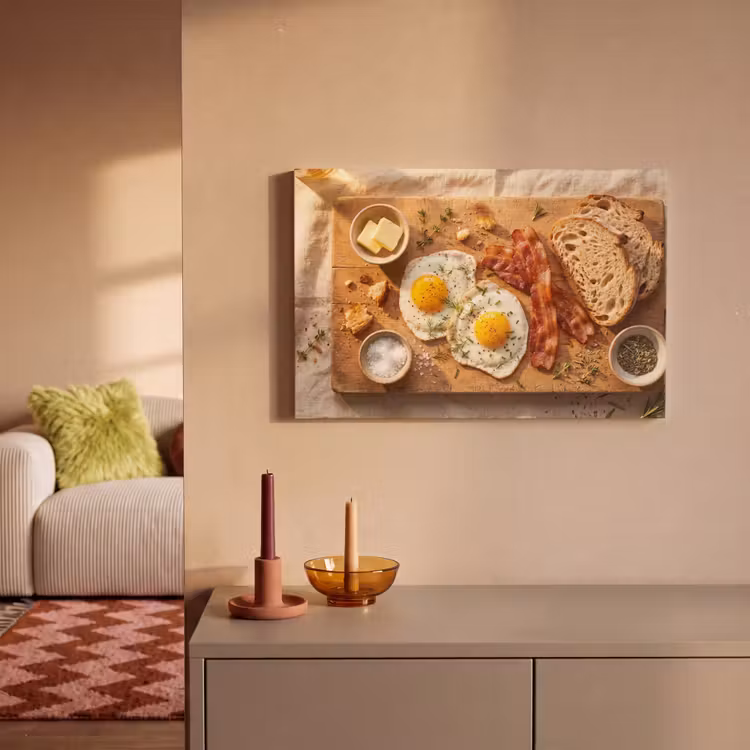 Eten - Ontbijt - Hout - Rustiek - Geel canvas 2cm klein -sfeer1