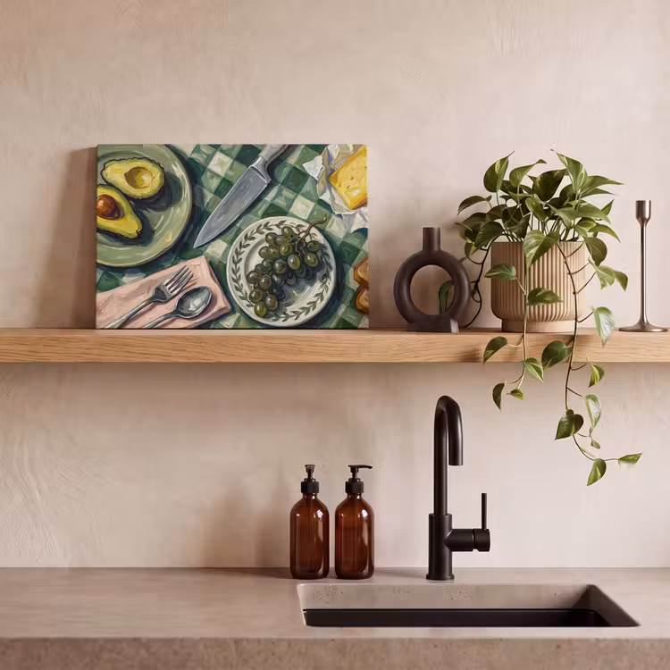 Eten - Ontbijt - Tafel - Modern - Groen canvas 2cm klein -sfeer3