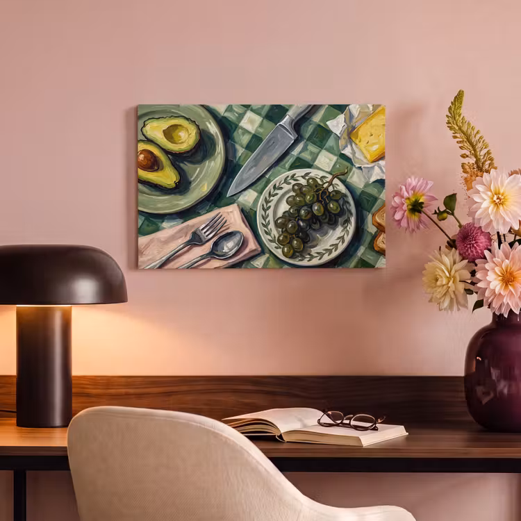 Eten - Ontbijt - Tafel - Modern - Groen canvas 2cm klein -sfeer4