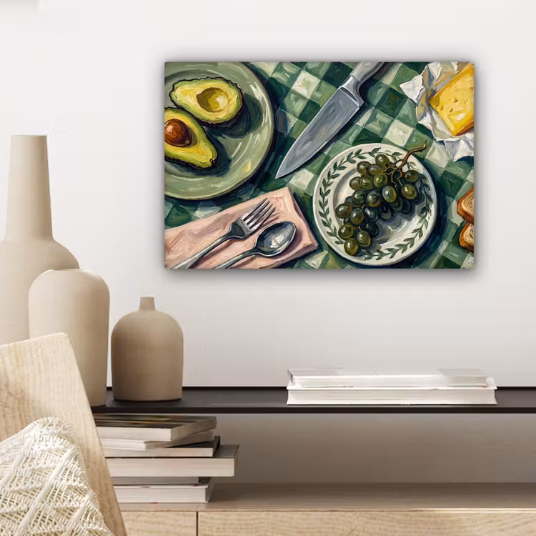 Eten - Ontbijt - Tafel - Modern - Groen canvas 2cm klein -sfeer6