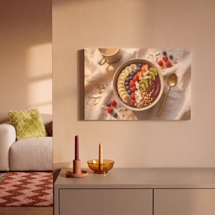 Eten - Ontbijtkom - Fruit - Gezond - Kleurrijk canvas 2cm klein -sfeer1