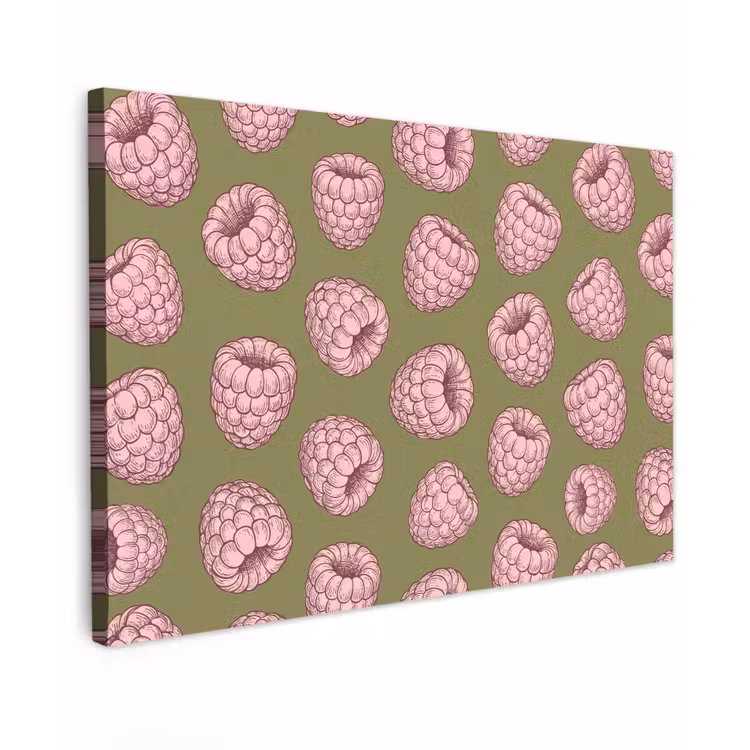 Eten - Patroon - Illustratie - Roze - Groen canvas 2cm klein -z3d
