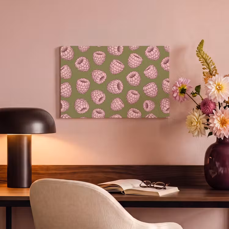 Eten - Patroon - Illustratie - Roze - Groen canvas 2cm klein -sfeer4
